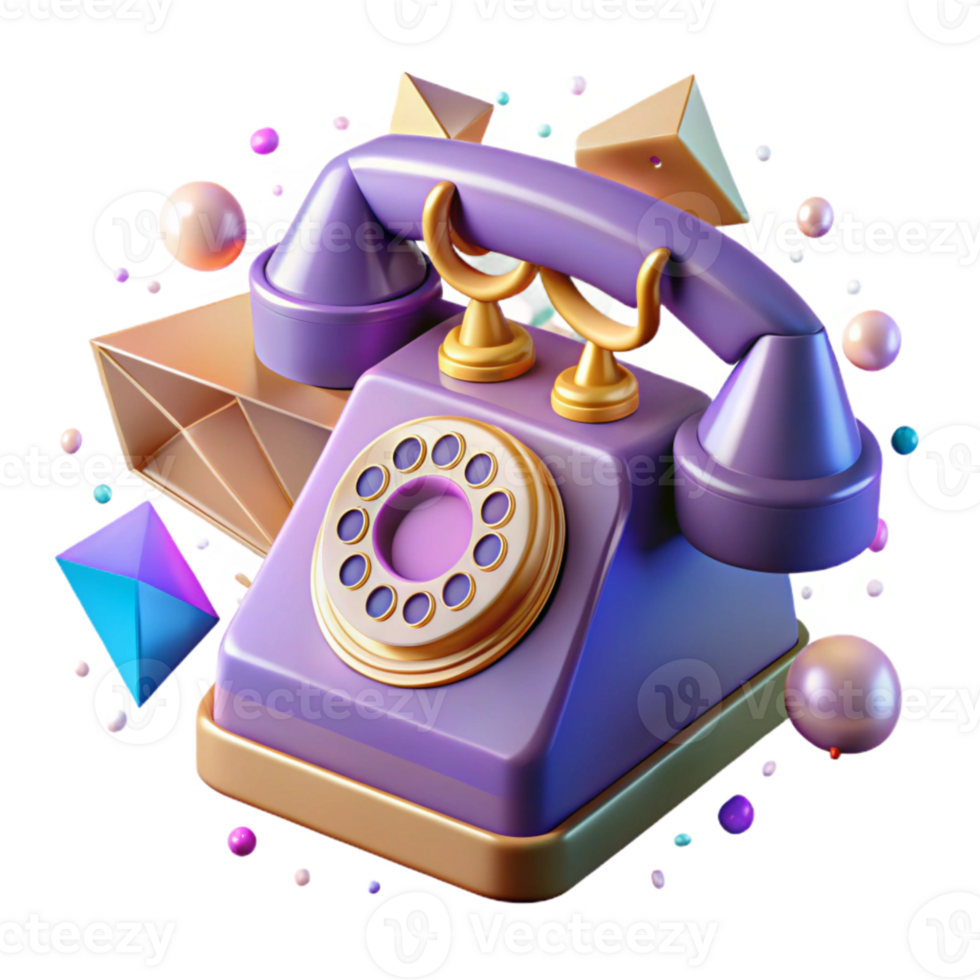 dramatic modern Retro Telephone with Rotary Dial Isolated on Transparent Background professional png