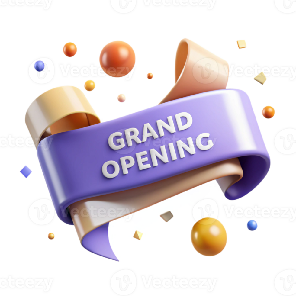 elegant abstract Ribbon Banner Grand Opening Isolated Element authentic png