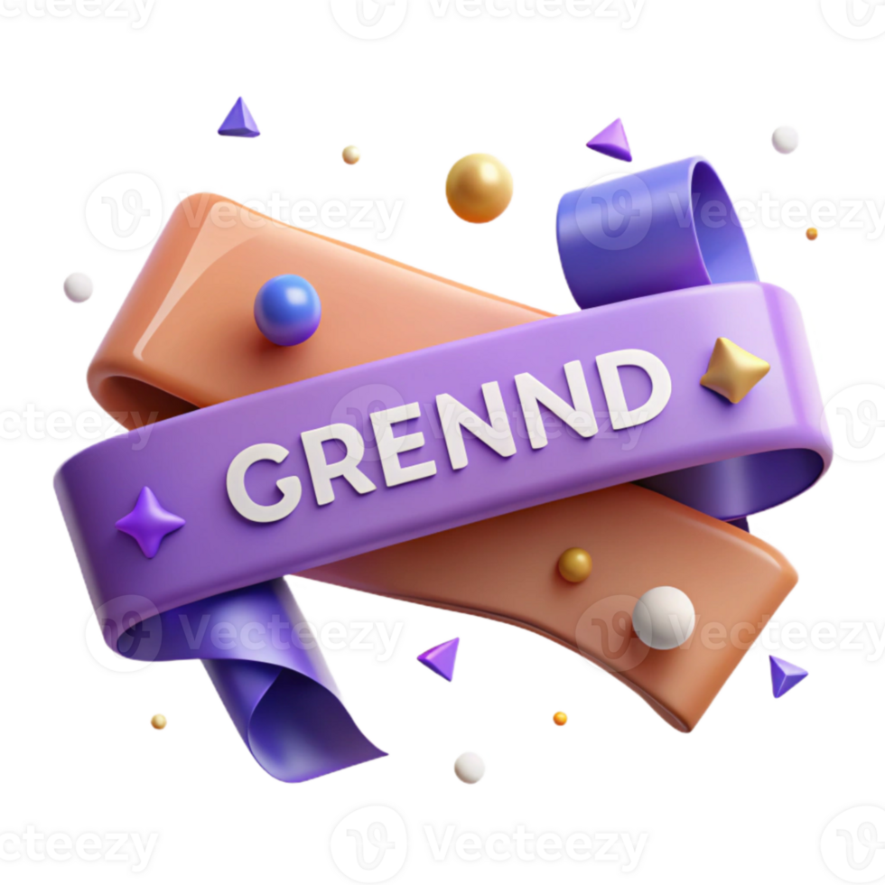 stunning modern Ribbon Banner Grand Opening Isolated Element authentic png