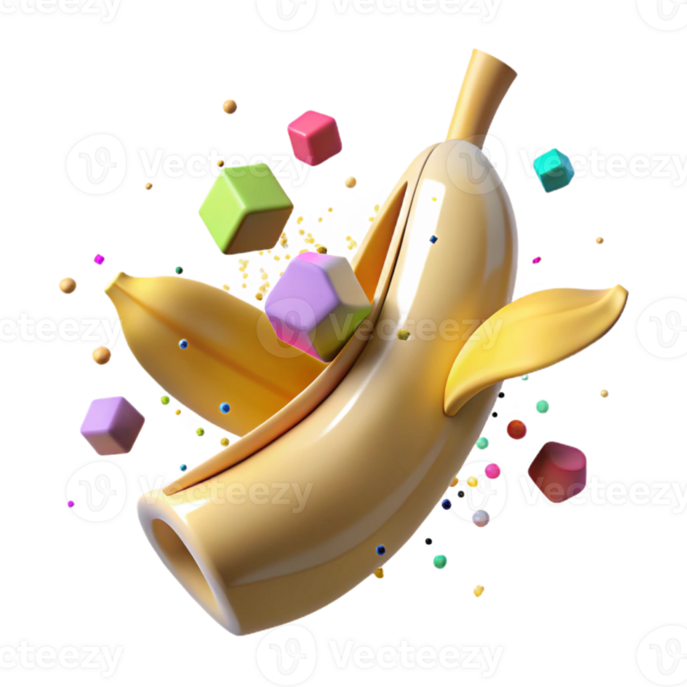 elegant modern Ripe Banana Peel Partially Open Isolated png