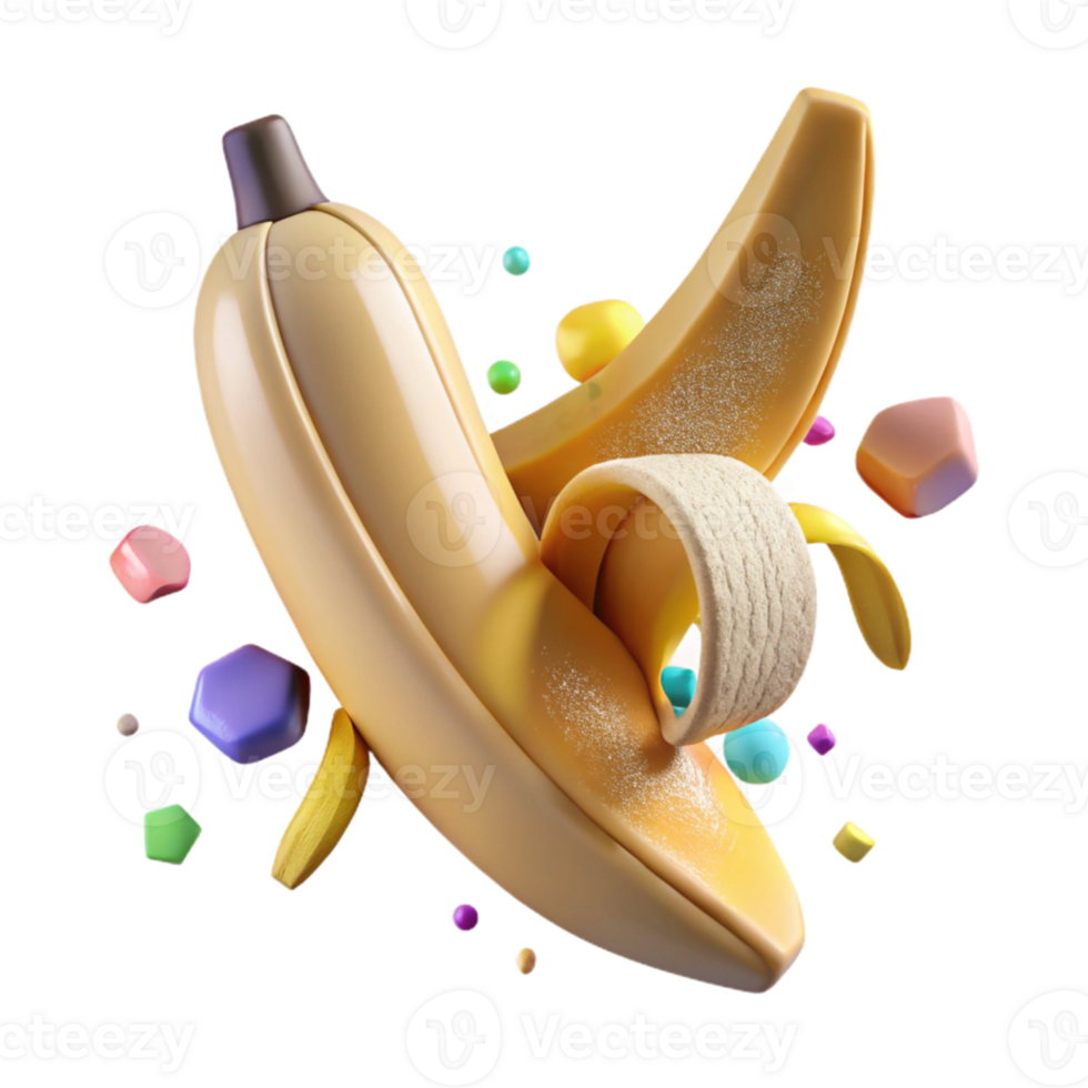 vibrant minimalist Ripe Banana Peel Partially Open Isolated original png