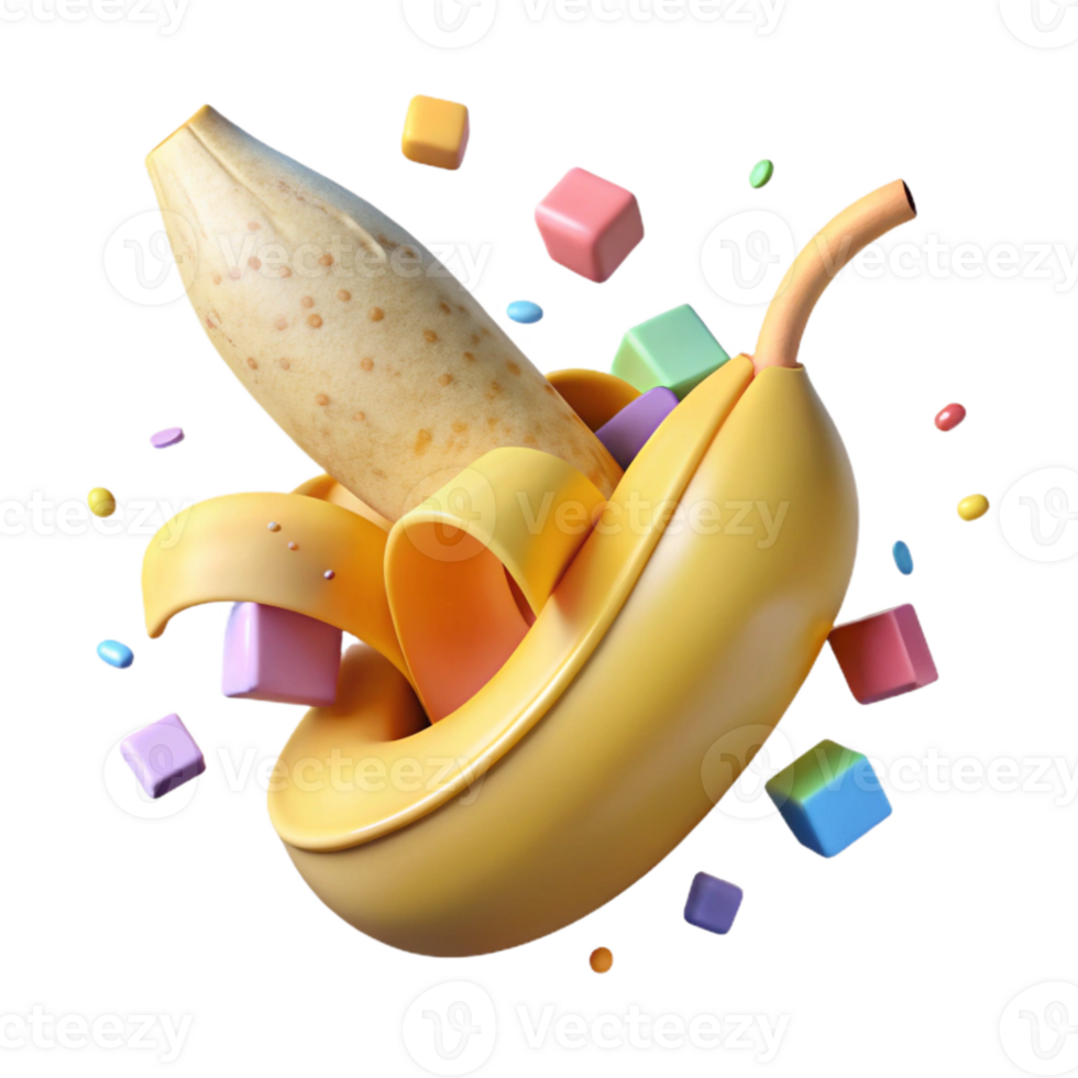 impressive contemporary Ripe Banana Peel Partially Open Isolated png
