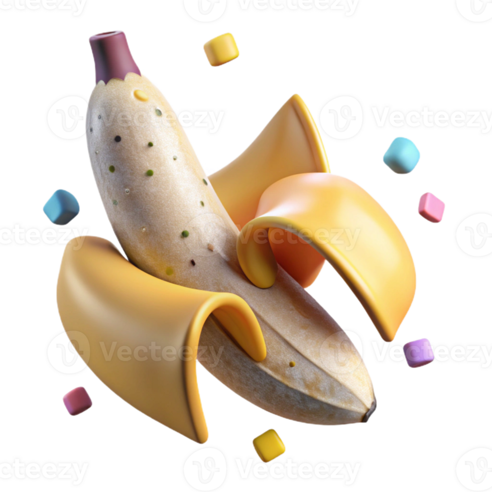 dramatic modern Ripe Banana Peel Partially Open Isolated png