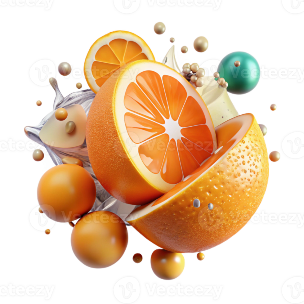vibrant creative Ripe Orange Slice Juicy Texture Transparent Background png