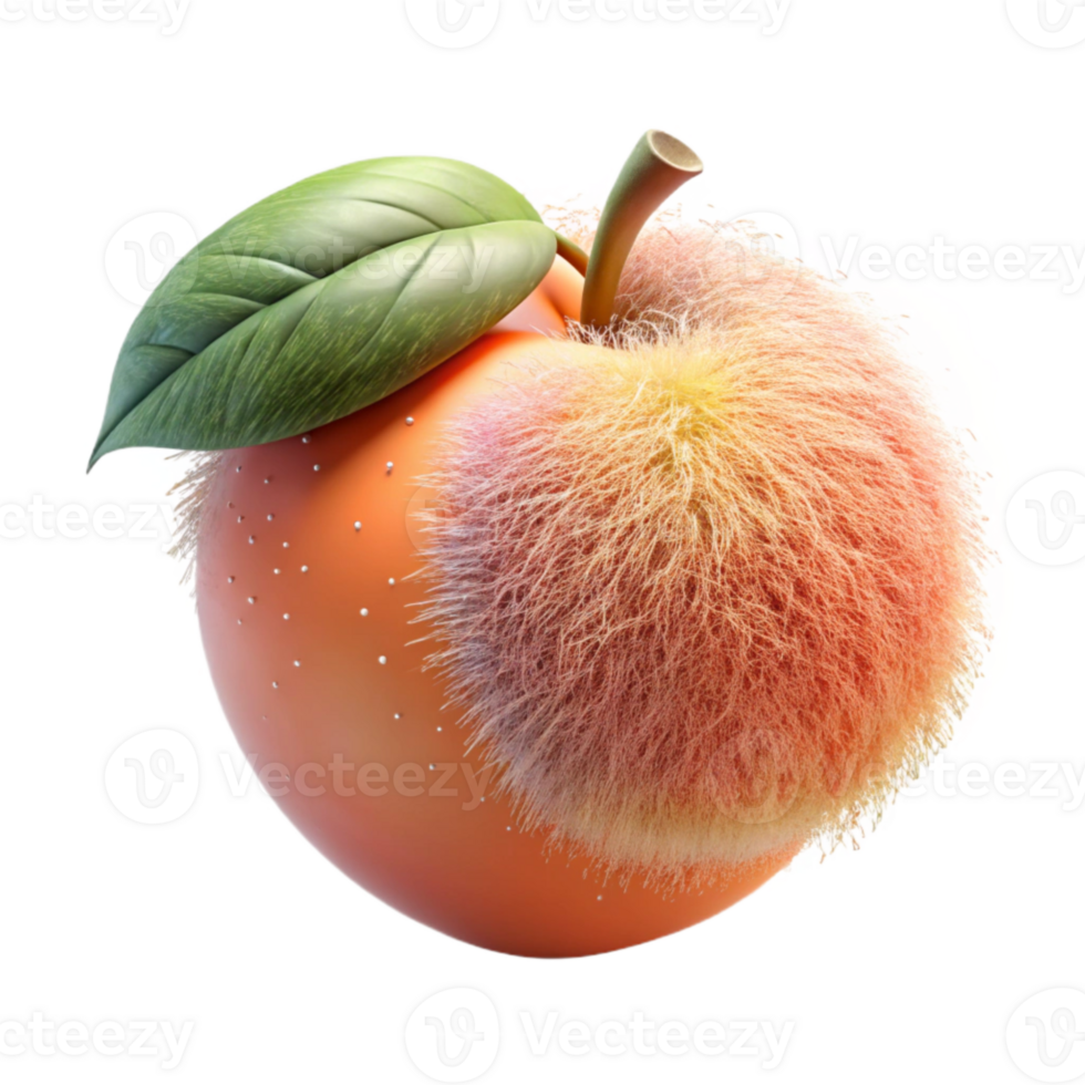 serene vintage Ripe Peach with Fuzzy Skin Cutout detailed png