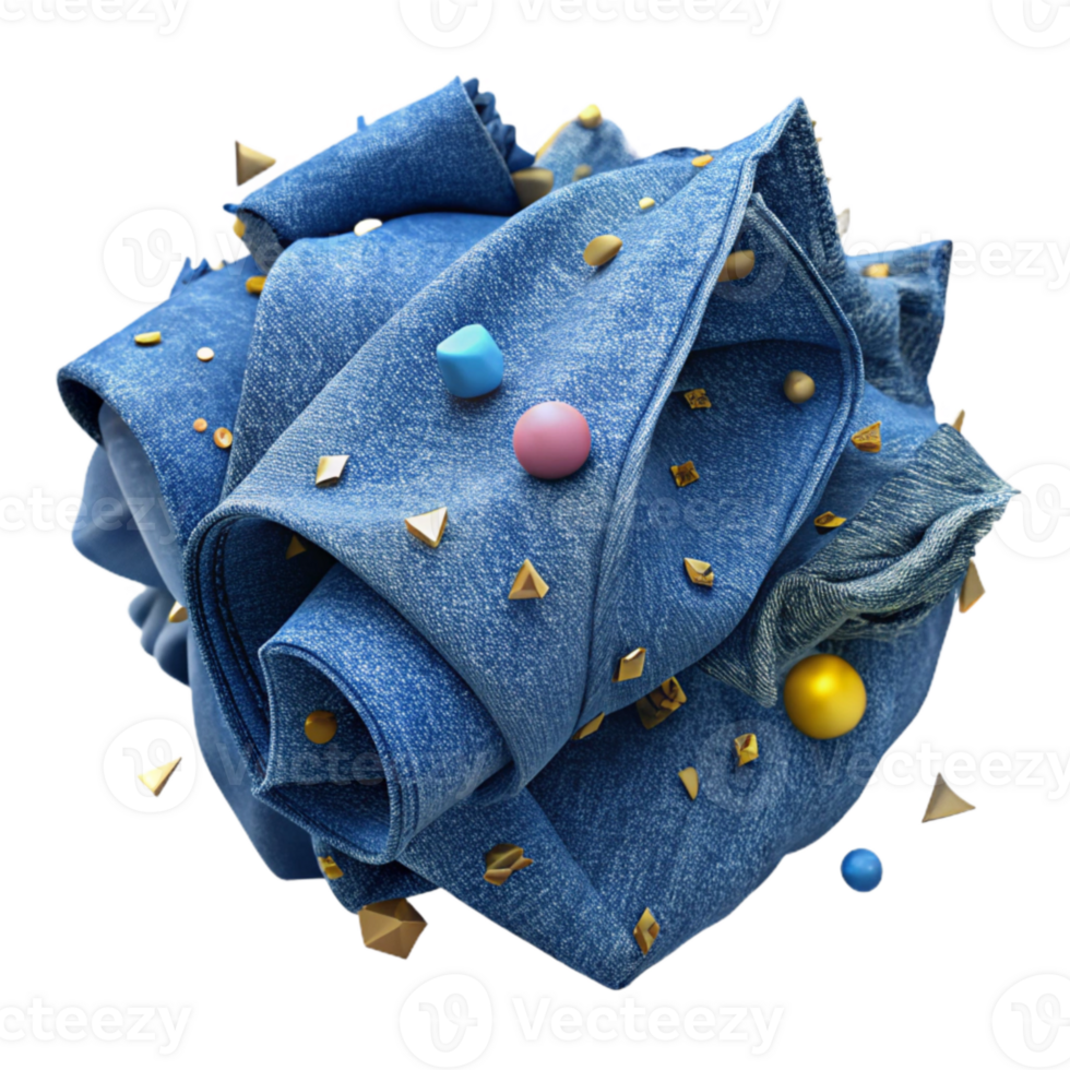 stunning contemporary Ripped Denim Fabric with Threads Isolated Element premium png