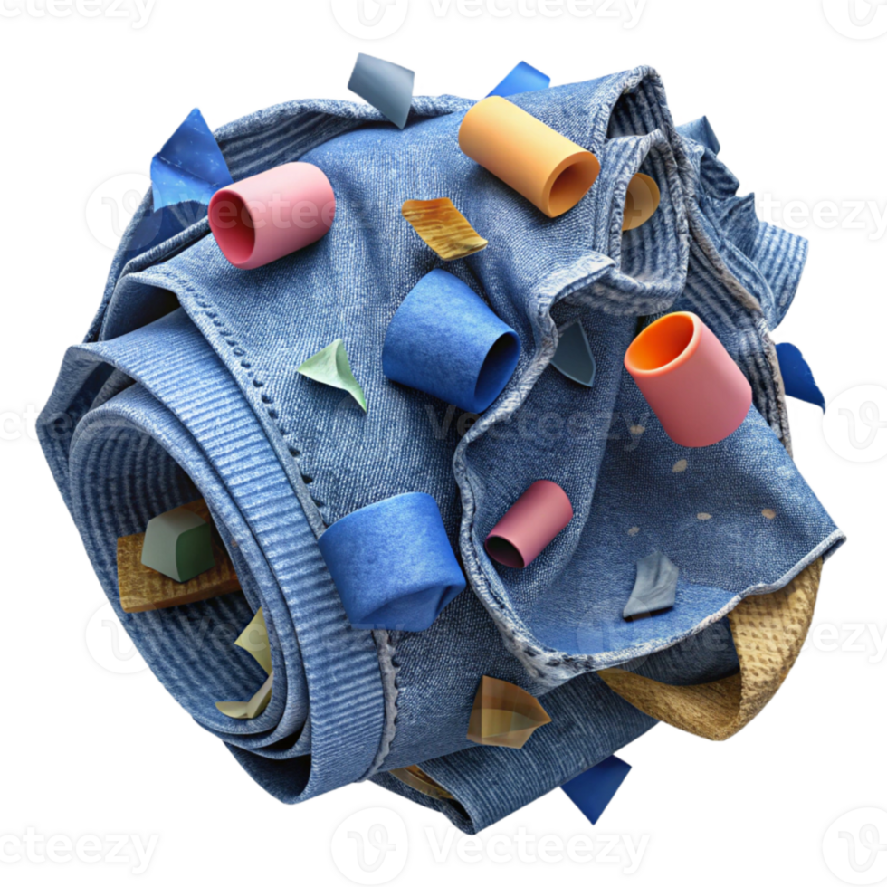 impressive abstract Ripped Denim Fabric with Threads Isolated Element high quality png