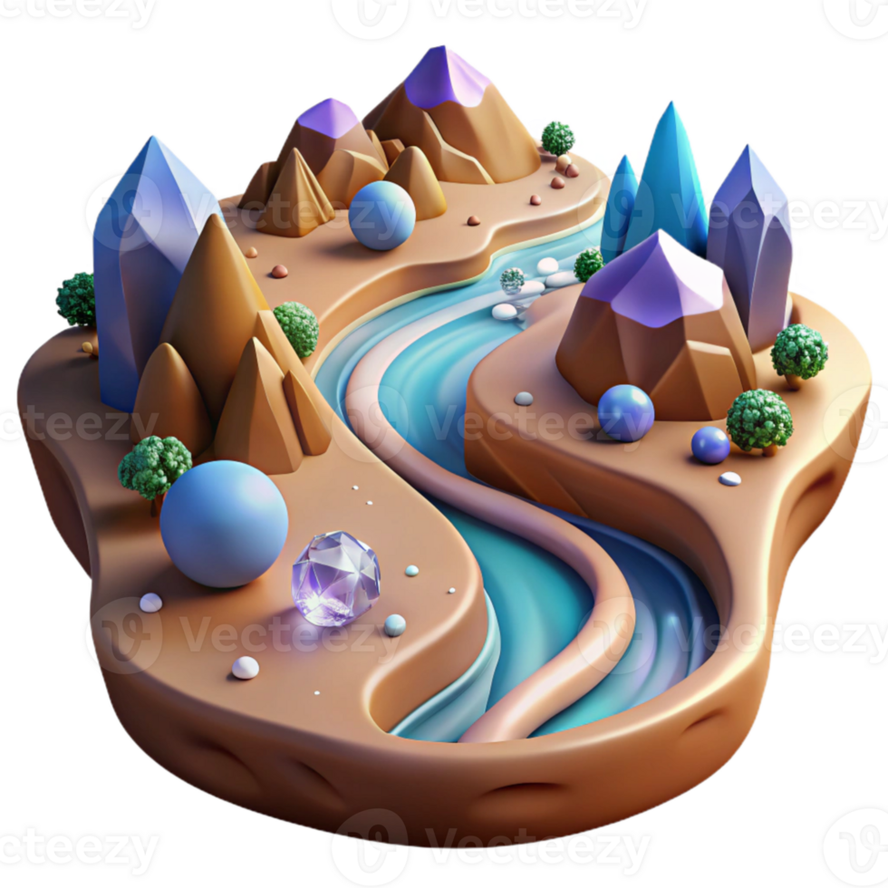 serene abstract River Flowing Through Valley Isolated Cutout high resolution png