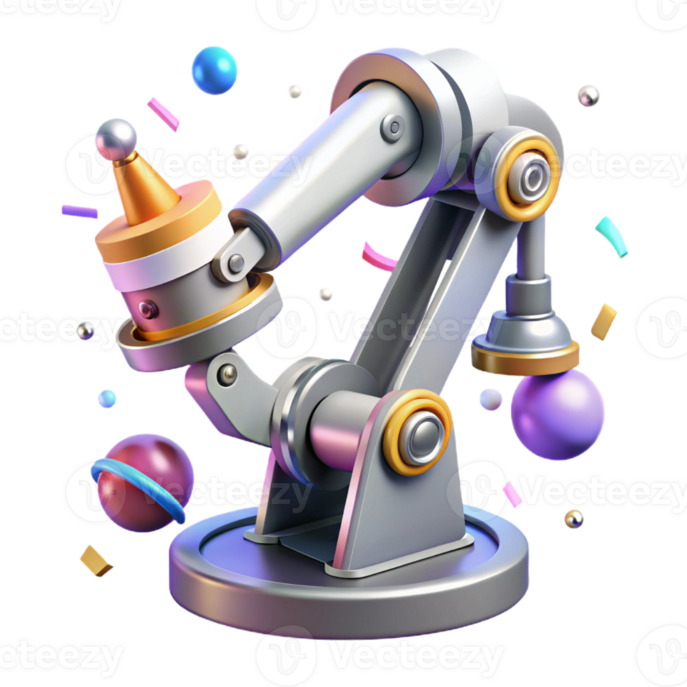 stunning minimalist Robot Arm Holding a Tool Isolated Element premium png