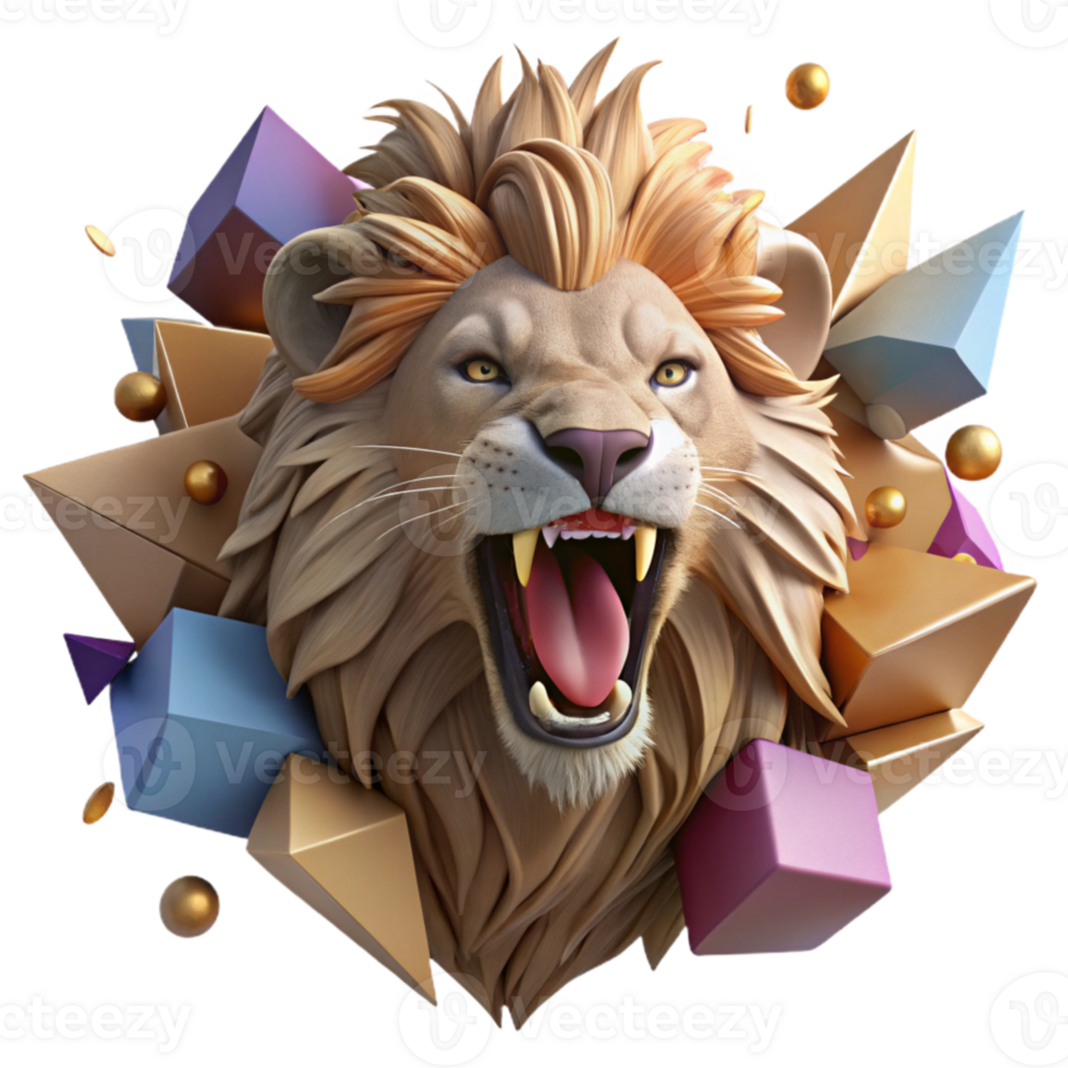 vibrant rustic Roaring Lion Powerful Mane Cutout exclusive png