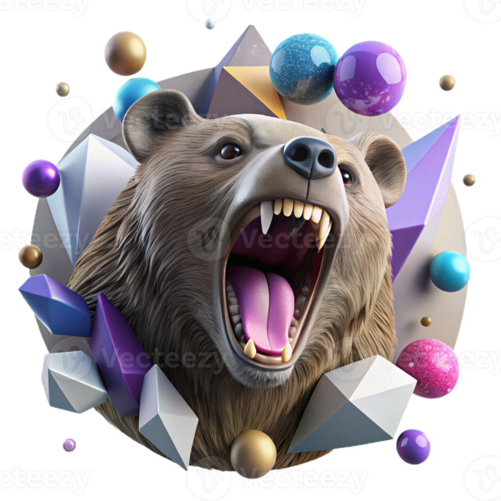 extraordinary minimalist Roaring Bear Open Mouth Cutout authentic png