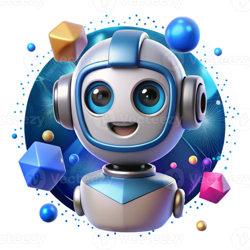 dramatic modern Robot Head with Blue Led Eyes Cutout high resolution png