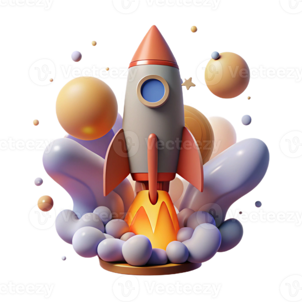 magnificent minimalist Rocket Launch Cutout with Fiery Exhaust genuine png