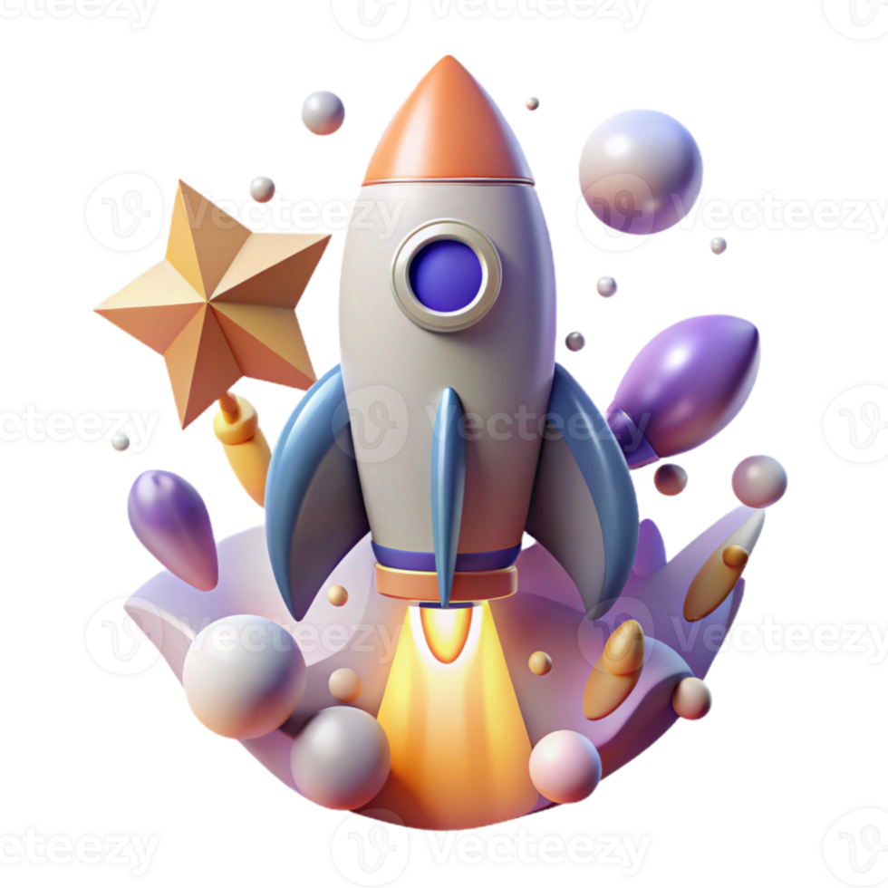 stunning abstract Rocket Ship Isolated with Blast Flames genuine png