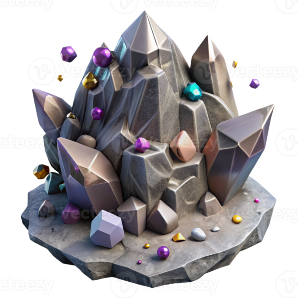 elegant minimalist Rock Formation Jagged Edges Gray Stone Cutout Transparent Background detailed png