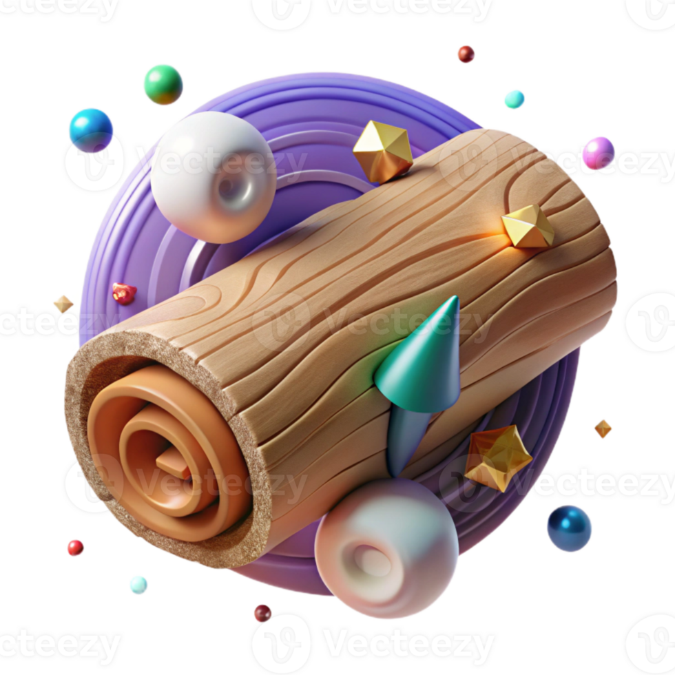 serene rustic Rolling Log Side View Transparent Background png