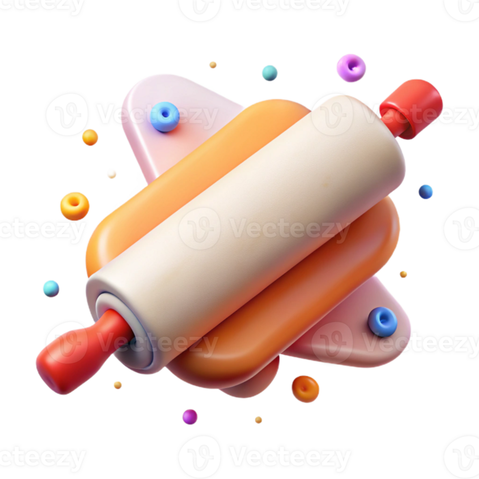serene modern Rolling Pin with Flour Dust Isolated on Transparent Background genuine png