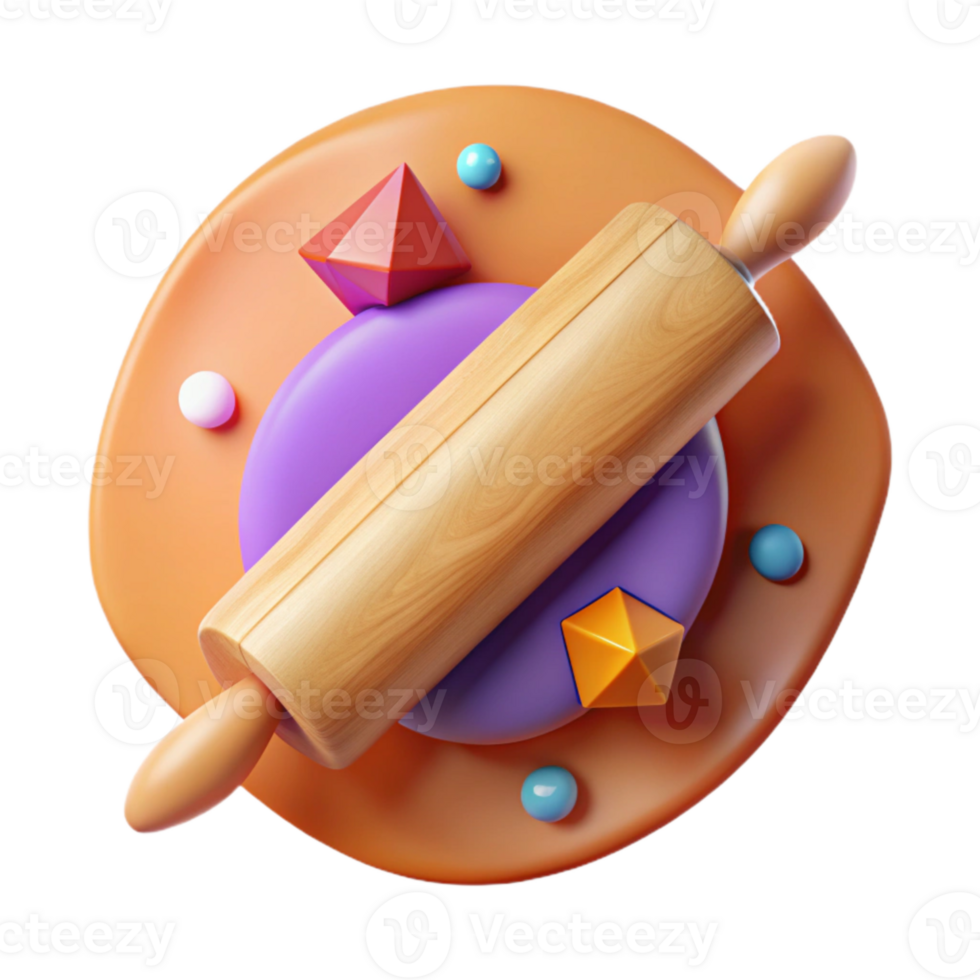 dramatic abstract Rolling Pin Top View Isolated high resolution png