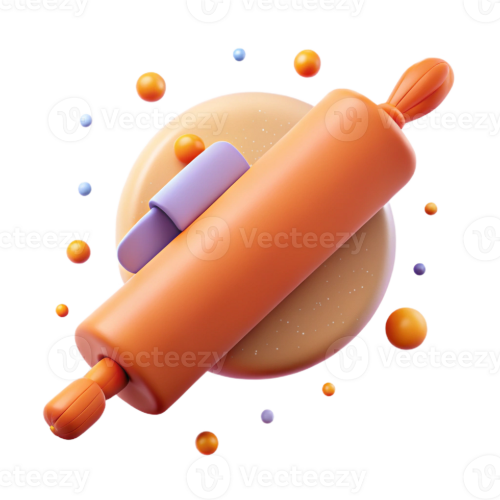 serene rustic Rolling Pin with Flour Dust Isolated on Transparent Background detailed png