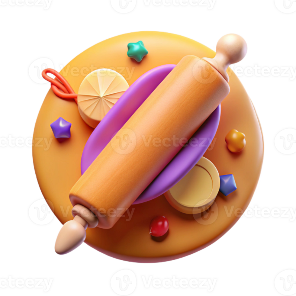 serene minimalist Rolling Pin Top View Isolated exclusive png