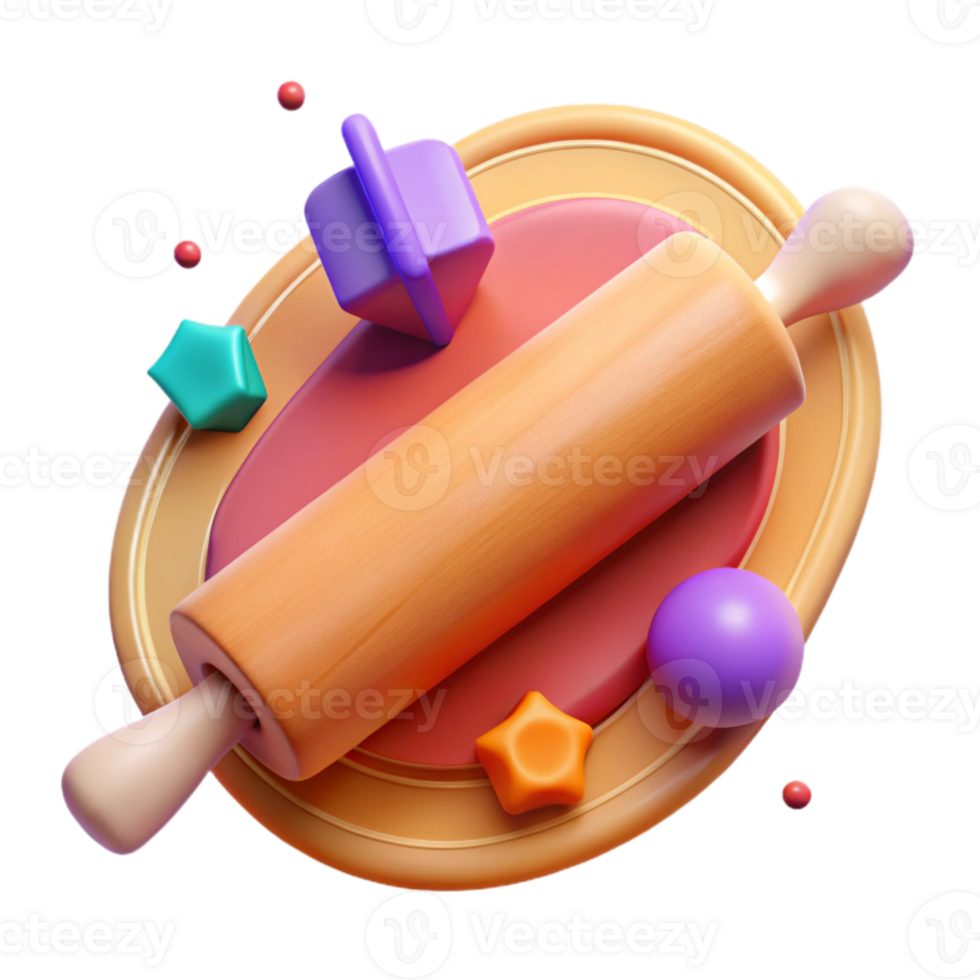 magnificent minimalist Rolling Pin with Wooden Handles Isolated Element premium png