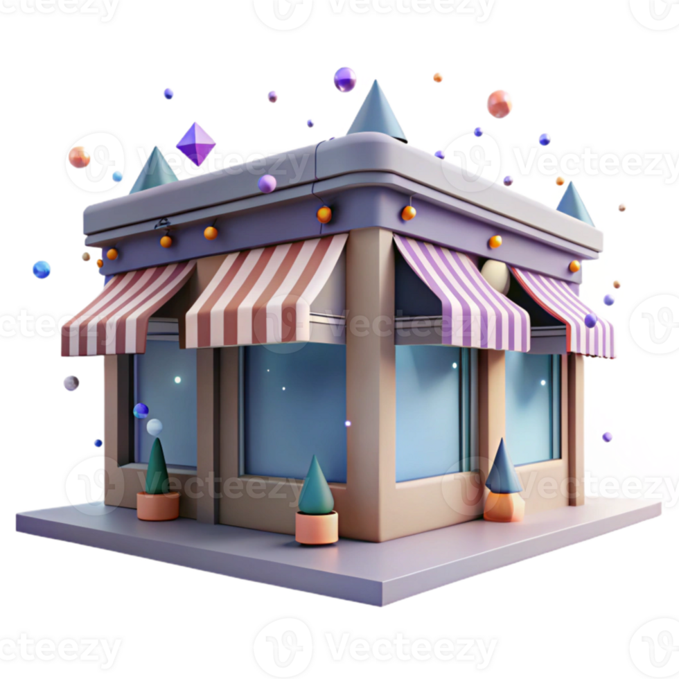 impressive classic Row of City Storefronts with Awnings Cutout Element authentic png