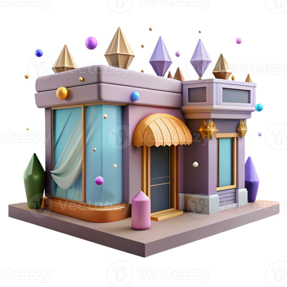 serene modern Row of City Storefronts with Awnings Cutout Element high quality png