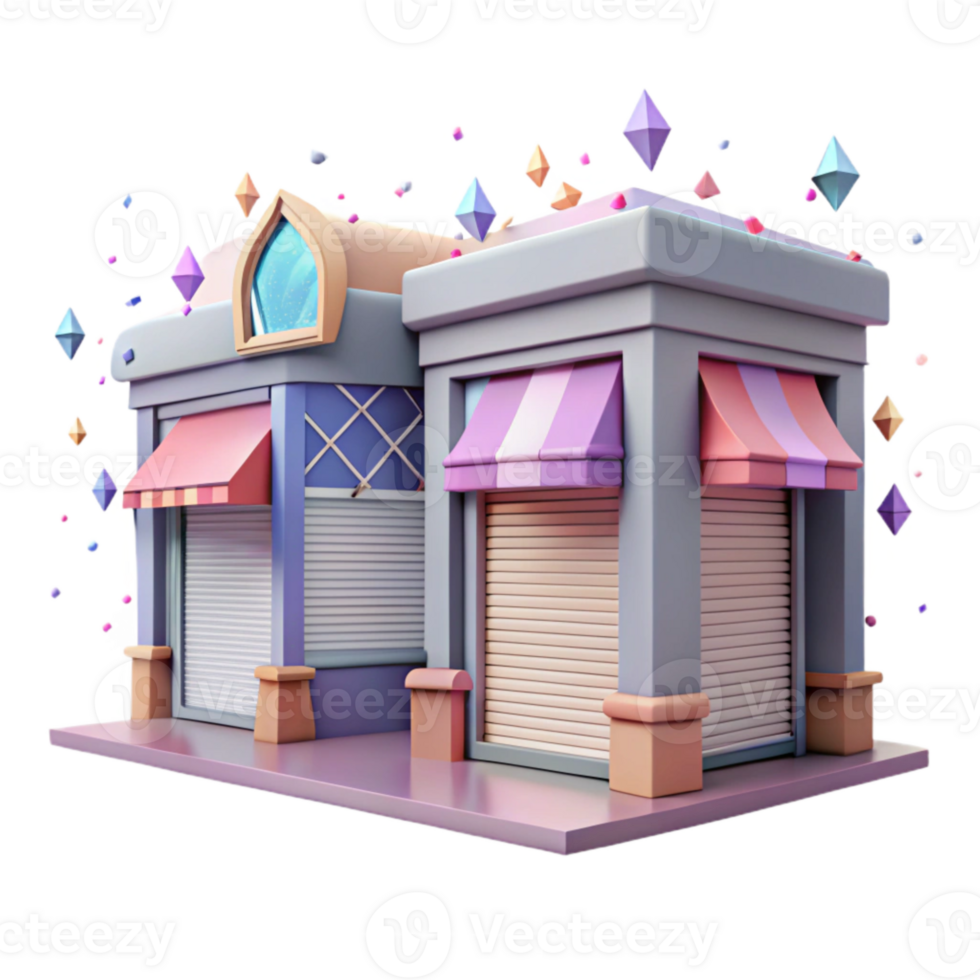 vibrant creative Row of City Storefronts with Awnings Cutout Element professional png