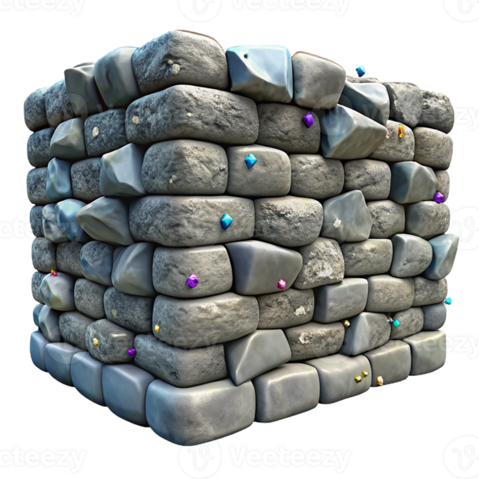 vibrant creative Rough Stone Wall Texture Grey Hues Transparent Background high resolution png