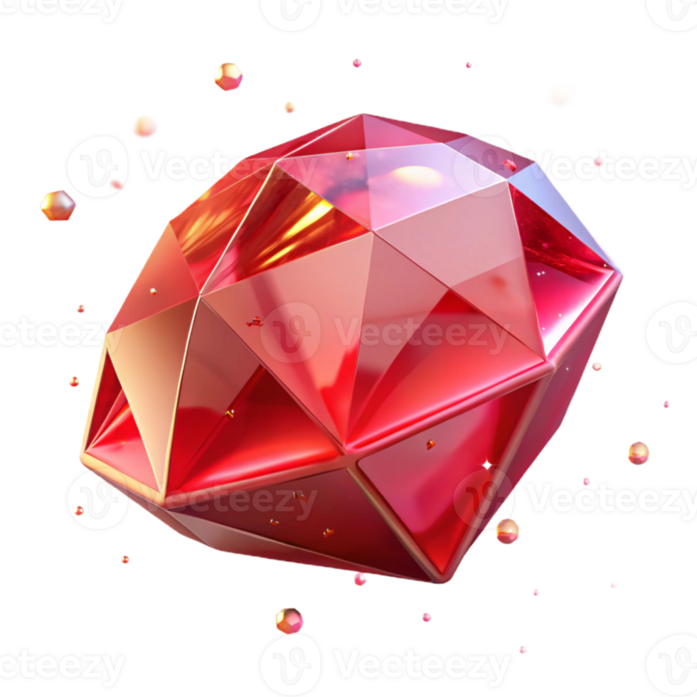 stunning artistic Ruby Red Gemstone Facets Isolated with Transparent Background and Sparkling Brilliance high quality png