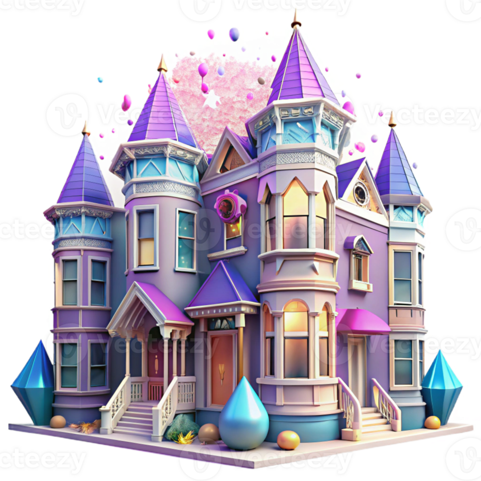 wonderful modern Row of Victorian Houses with Bay Windows Cutout Element high quality png