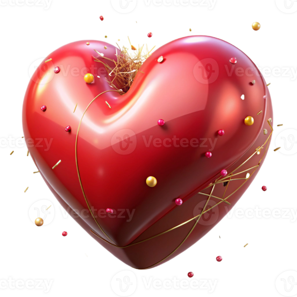 vibrant minimalist Ruby Red Heart Cutout Isolated exclusive png