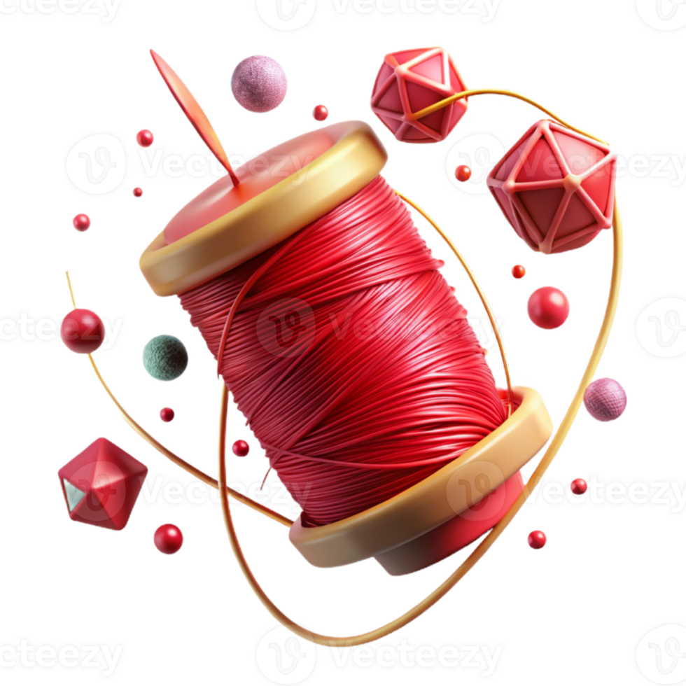 beautiful modern Ruby Red Thread Isolated with Intense Color original png