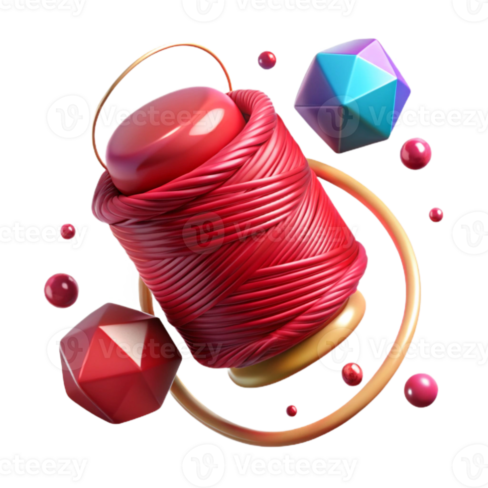 dramatic rustic Ruby Red Thread Isolated with Intense Color exclusive png