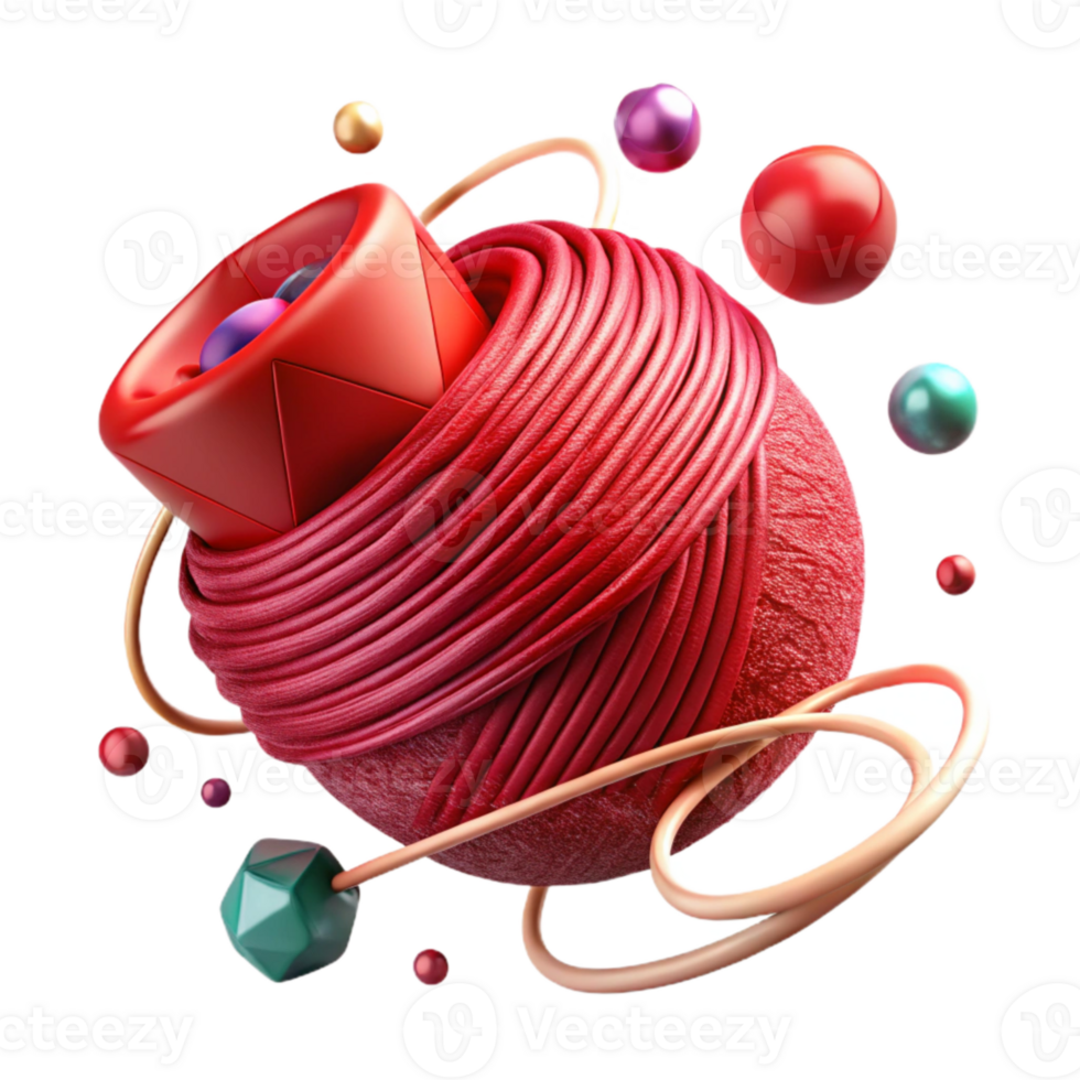 dramatic modern Ruby Red Thread Isolated with Intense Color png