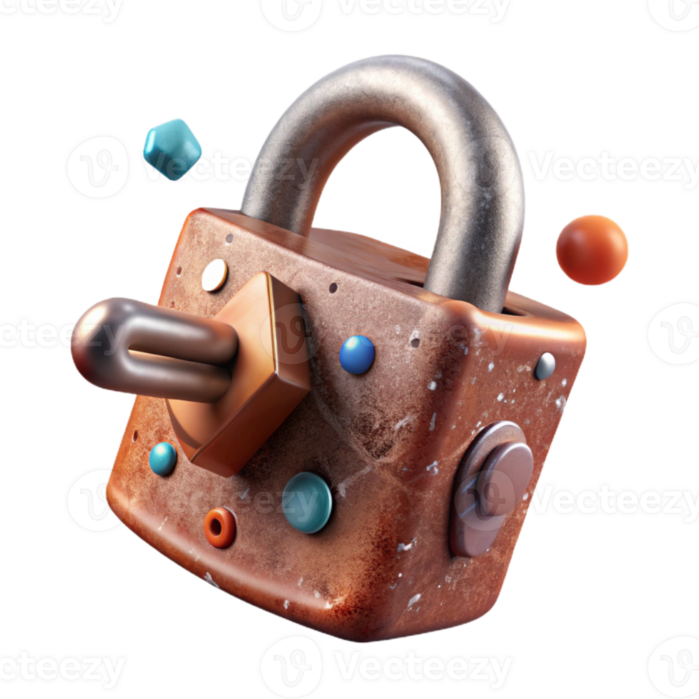 beautiful artistic Rusty Lock Isolated with Shadow Detail png