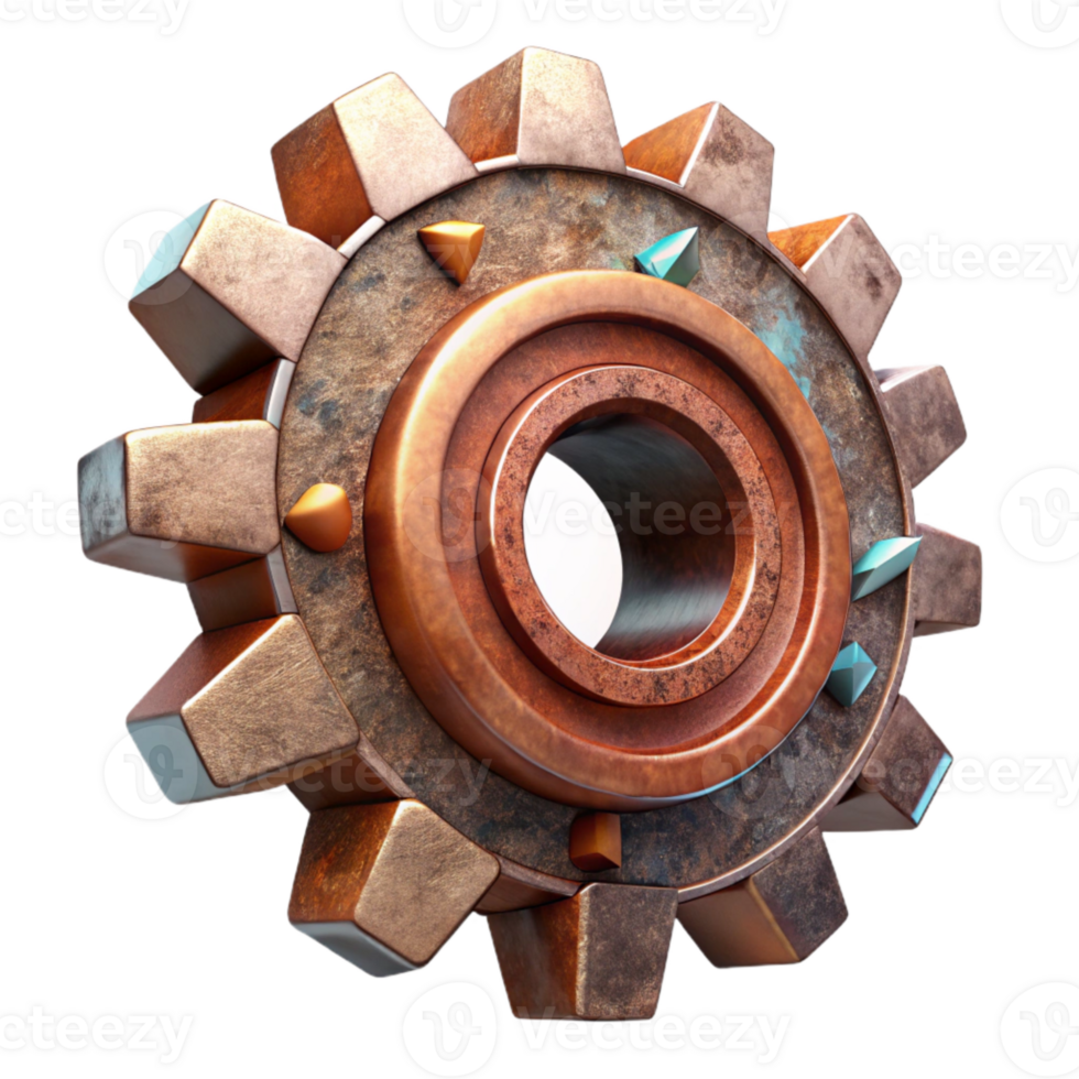 beautiful rustic Rusty Gear Isolated with Detailed Teeth high quality png