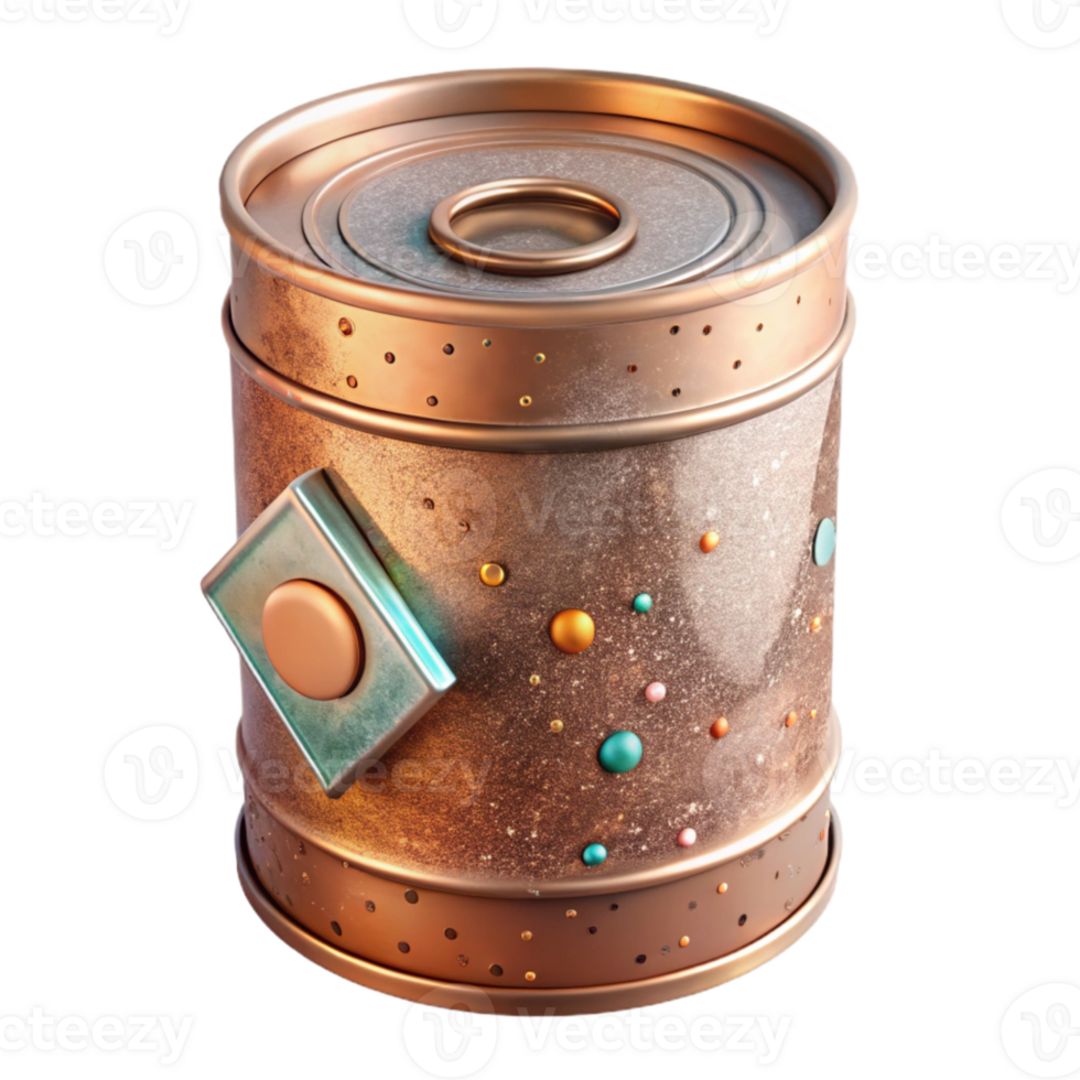 magnificent traditional Rusty Metal Can with Label Isolated on Transparent Background authentic png