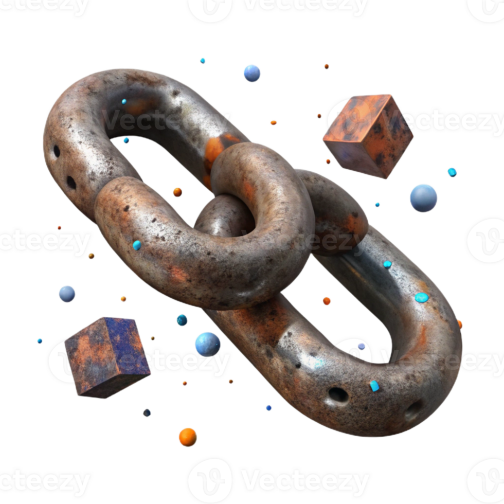 dramatic modern Rusty Metal Chain Link Close Up View Isolated detailed png