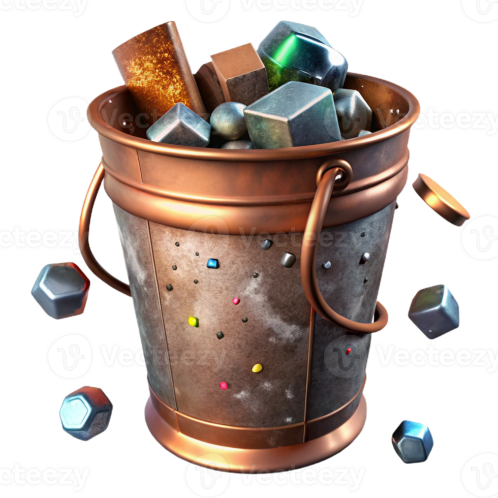 beautiful rustic Rusty Metal Bucket Isolated with Detailed Texture high resolution png
