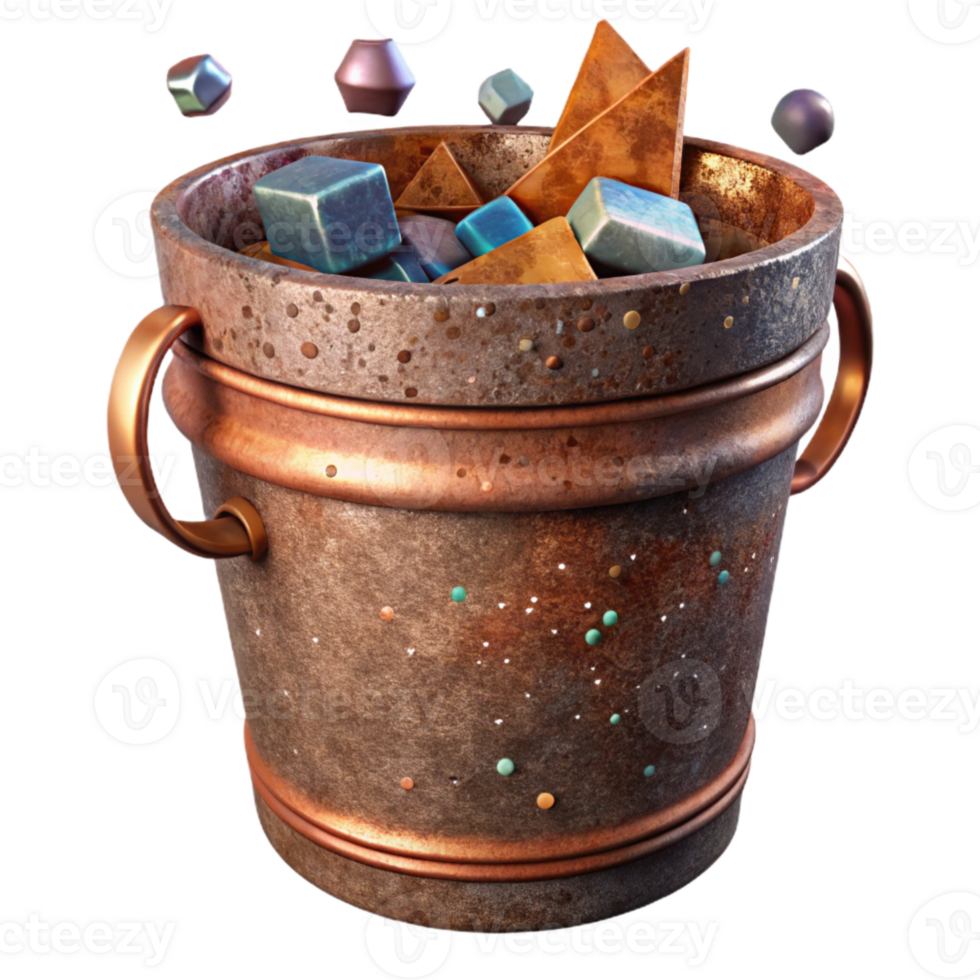 vibrant traditional Rusty Metal Bucket Isolated with Detailed Texture png