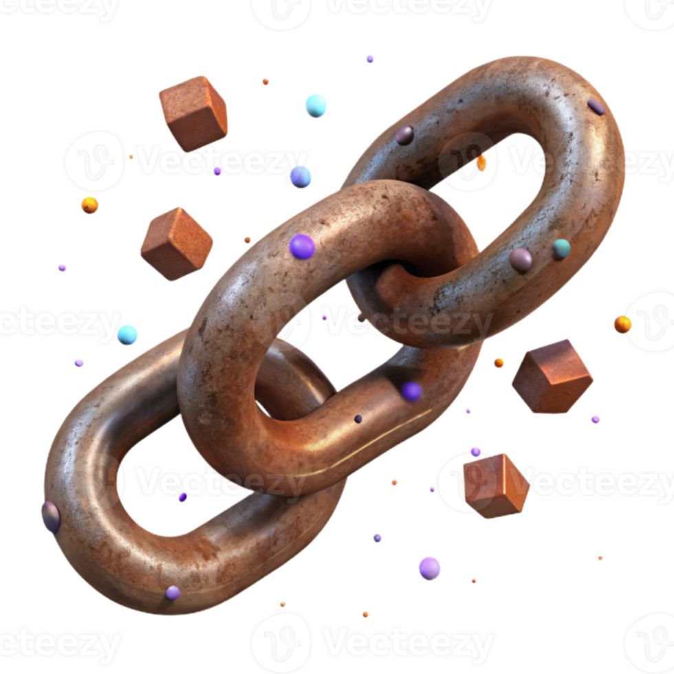 beautiful contemporary Rusty Metal Chain with Links Isolated on Transparent Background high resolution png