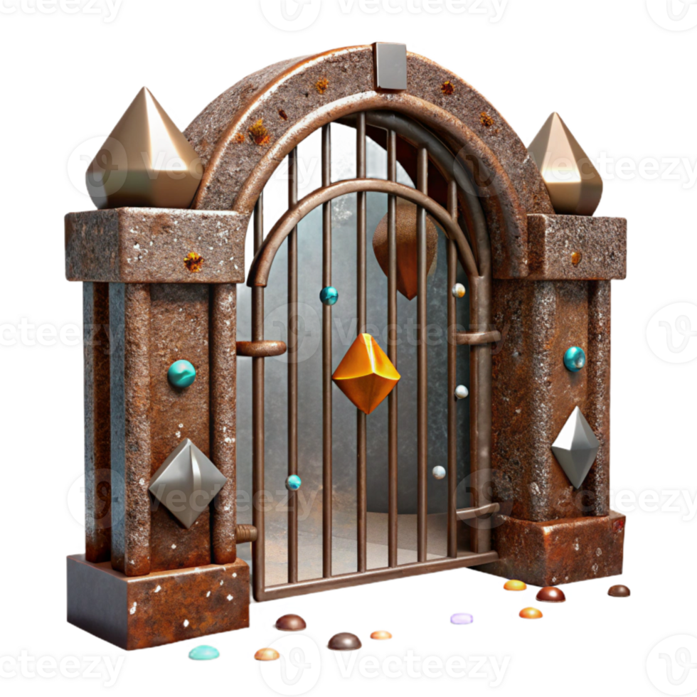 impressive creative Rusty Metal Gate Cutout with Detailed Rust Texture genuine png