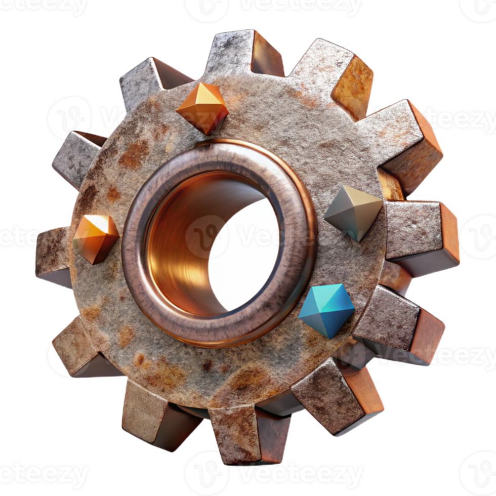 wonderful rustic Rusty Metal Gear with Teeth Cutout Transparent Background high resolution png
