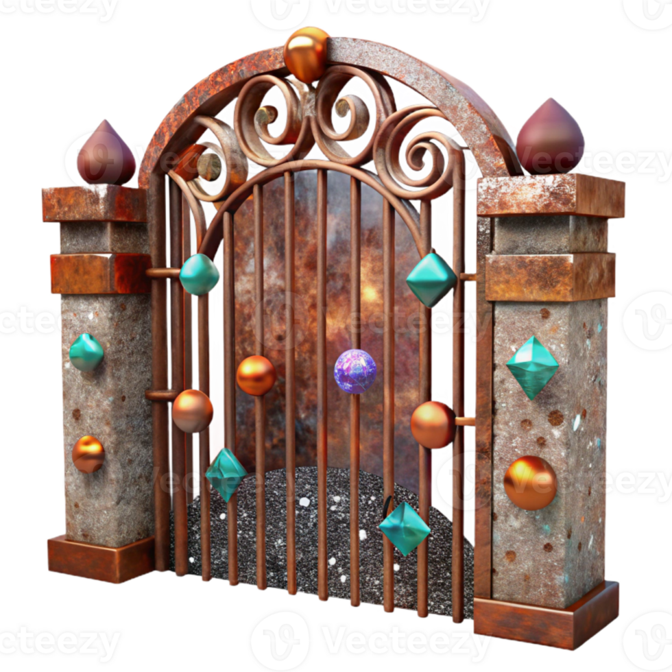 beautiful contemporary Rusty Metal Gate Cutout with Detailed Rust Texture exclusive png