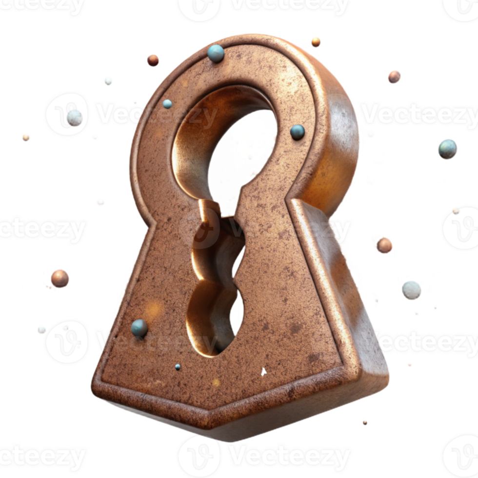 vibrant artistic Rusty Metal Keyhole Close Up View Isolated high resolution png