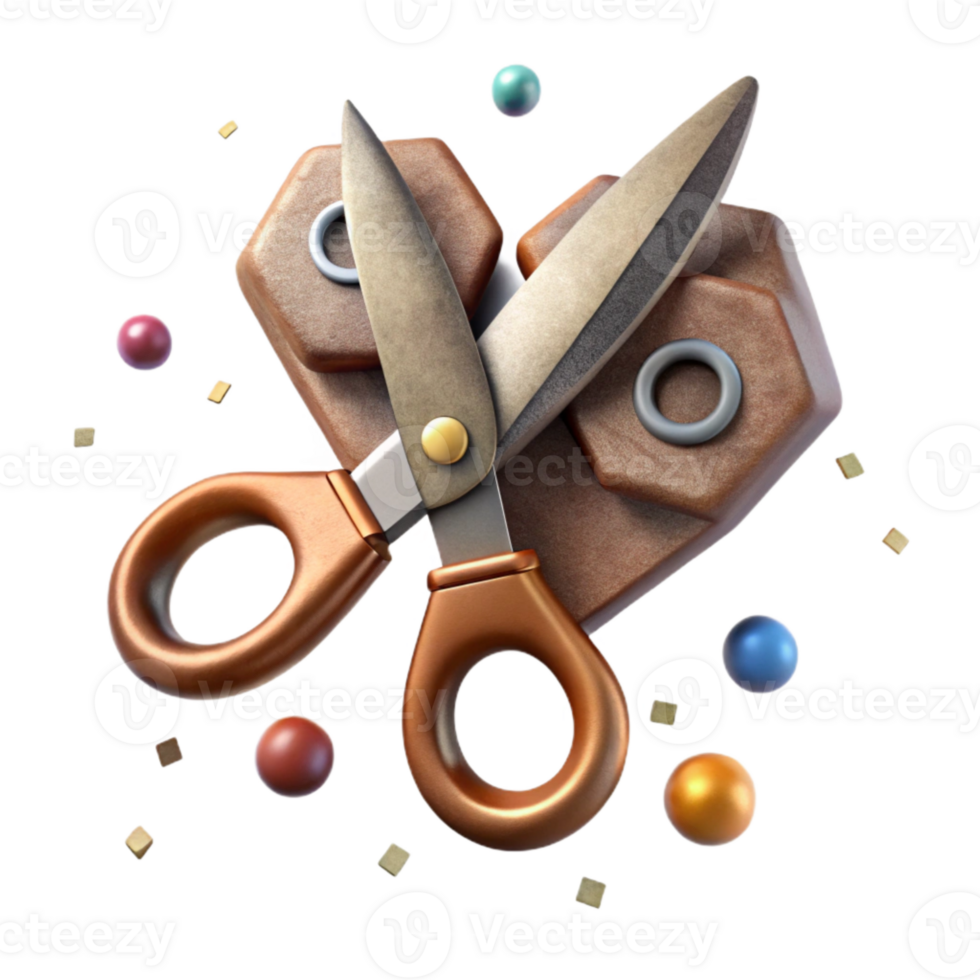 elegant abstract Rusty Metal Scissors with Blades Cutout Transparent Background exclusive png