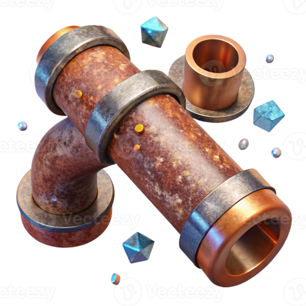 impressive artistic Rusty Metal Pipe with Corrosion Isolated on Transparent Background high resolution png