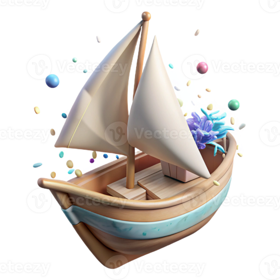magnificent classic Sailboat Sailing in Strong Wind Isolated authentic png