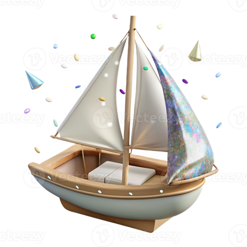 vibrant rustic Sailboat with White Sails Isolated on Transparent Background exclusive png